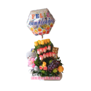 Arreglo Floral Apacible Con Frutas